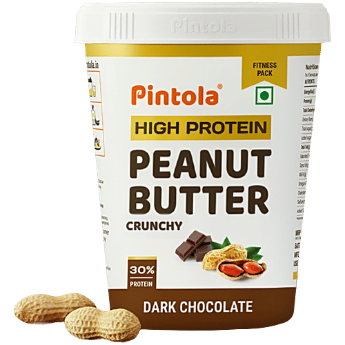 Pintola Dark Chocolate Peanut Butter - Crunchy, With Added Whey Protein, 510 g Crunchy & Delicious
High Protein Goodness
Irresistible Chocolate Flavour
Versatile Nut Butter