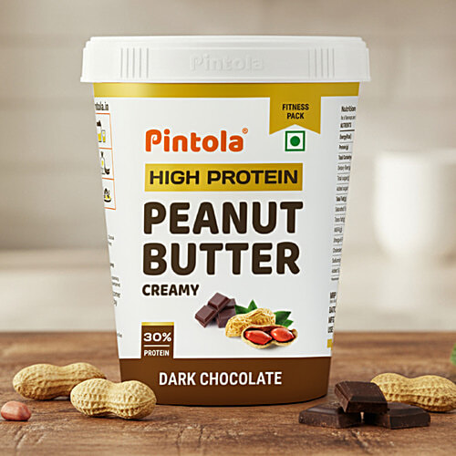 Pintola Dark Chocolate Peanut Butter - Creamy, With Added Whey Protein, 1 kg  Ultra Delicious
 High Protein