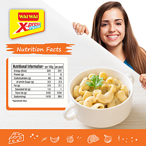 Wai Wai X-Press Instant Pasta Cheese Macaroni - Rich In Protein, 70 g  