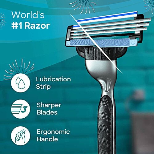 Gillette Mach 3 Gift Pack for Men Shaving Kit Razor, Foam, Cartridge, Portable Hygiene Cap, 4 pcs