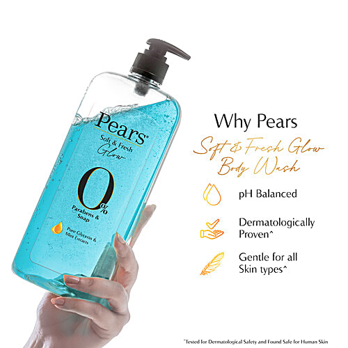 Pears Soft & Fresh Body Wash, 750 ml  0% Parabens & Soap, Dermatologically Tested, 98% Pure Glycerin & Mint Extract