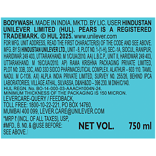 Pears Soft & Fresh Body Wash, 750 ml  0% Parabens & Soap, Dermatologically Tested, 98% Pure Glycerin & Mint Extract