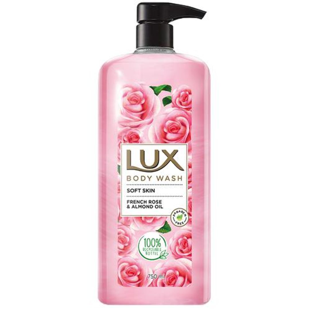 Lux Body Wash Soft Skin French Rose & Almond Oil Supersaver XL Pump, 750 ml Bottle