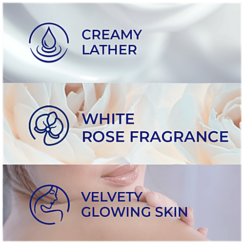 Lux International Smooth & Radiant Bathing Soap With Glutathione & French Moisturizer + White Rose Scent, 520 g (4x130 g)