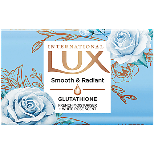 Lux International Smooth & Radiant Bathing Soap With Glutathione & French Moisturizer + White Rose Scent, 520 g (4x130 g)