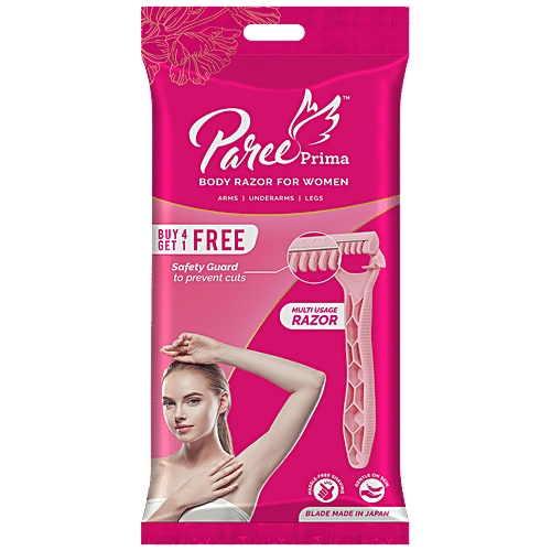 Paree Body Razor - With Safety Guards, Gentle On Skin, Flexible Handle, Multiuse, For Women, 5 pcs