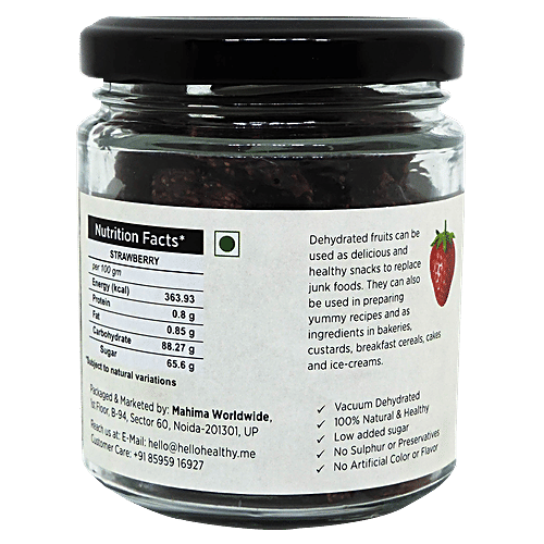 Hello Healthy Vacuum Dehydrated Strawberry - Rich In Antioxidants, 75 g  