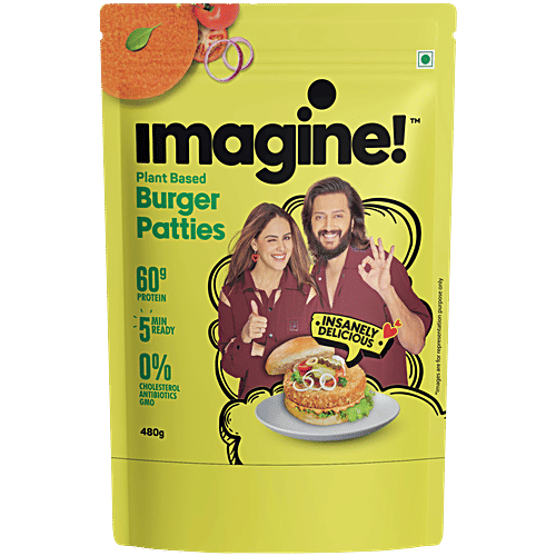 Imagine Meats Chicken Burger Patties - Plant Based, Vegan, 480 g  
