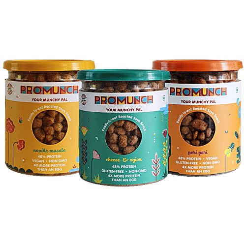 PROMUNCH Roasted Soya Snack - Rich In Protein, Vegan, Peri Peri, 150 g Carton