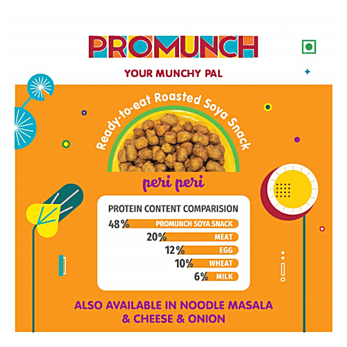 PROMUNCH Roasted Soya Snack - Rich In Protein, Vegan, Peri Peri, 150 g Carton