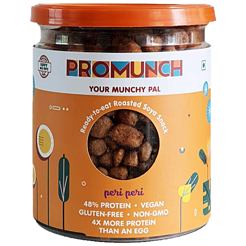 PROMUNCH Roasted Soya Snack - Rich In Protein, Vegan, Peri Peri, 150 g Carton