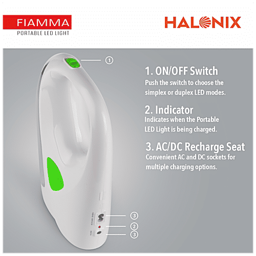 Halonix Fiamma Portable Rechargeable LED Emergency Light, 1 pc  