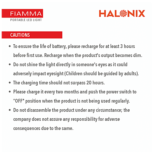 Halonix Fiamma Portable Rechargeable LED Emergency Light, 1 pc  