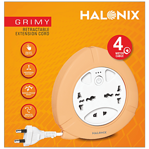 Halonix Triny Pro Extension Cord - Polycarbonate, 4 mtr, With LED Indicator, 1 pc