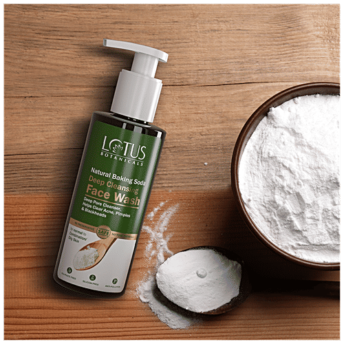 Lotus Botanicals Natural Baking Soda Deep Cleansing Face Wash - Deep Pore Cleanser, Helps Clear Acne, Pimples & Blackheads, 180 ml