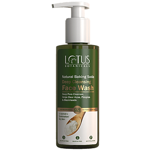 Lotus Botanicals Natural Baking Soda Deep Cleansing Face Wash - Deep Pore Cleanser, Helps Clear Acne, Pimples & Blackheads, 180 ml