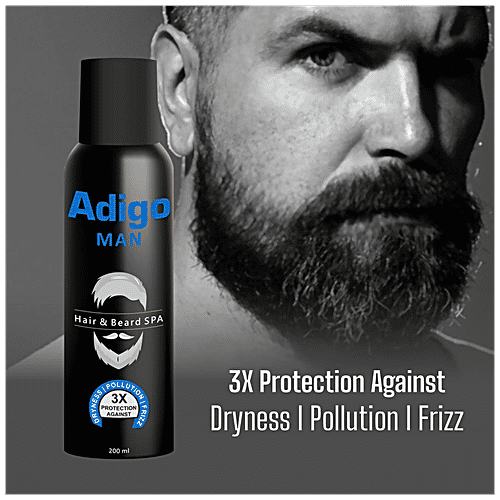 Adigo Man Hair & Beard Spa - 3X Protection Against Dryness, Frizz & Pollution, 200 ml  
