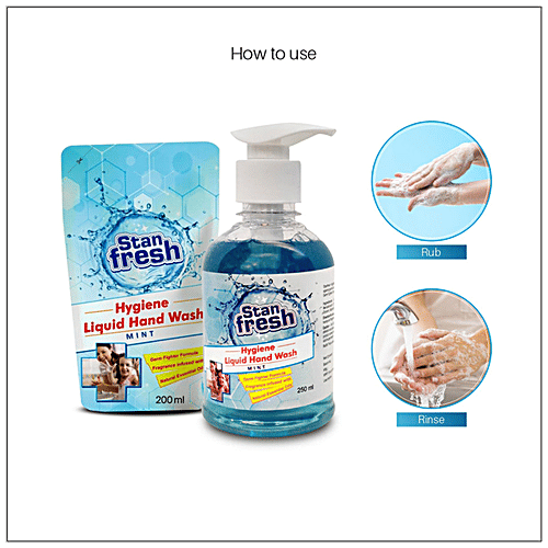 Stanfresh Hygiene Liquid Hand Wash With Natural Essential Oils - Germ Protection, Mint, 250 ml  
