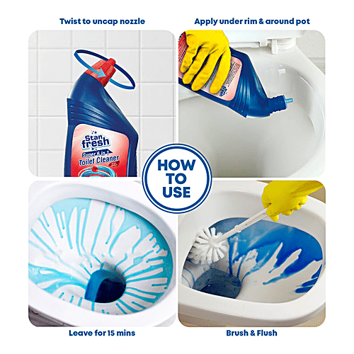 Stanfresh Toilet Cleaner - Rose, Removes Tough Stains, Limescale, Kills 99.9% Germs, 500 ml Pouch 
