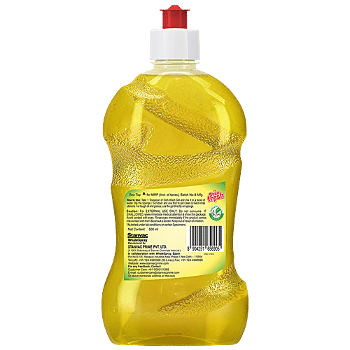 Stanfresh Dish Wash Gel - Anti Germ, Residue Free Cleaning, Lemon & Neem Aroma, 500 ml