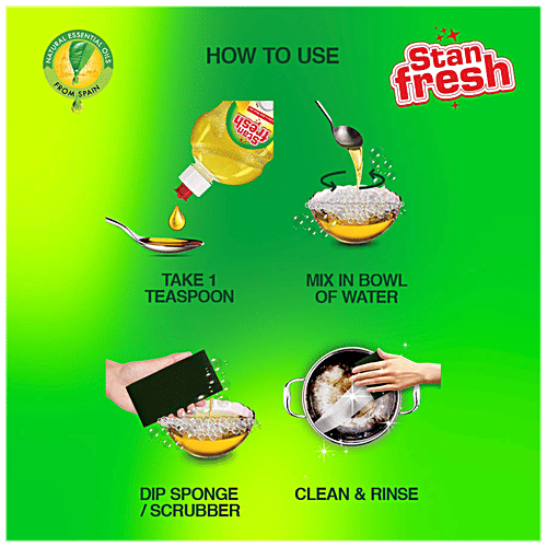Stanfresh Dish Wash Gel - Anti Germ, Residue Free Cleaning, Lemon & Neem Aroma, 500 ml