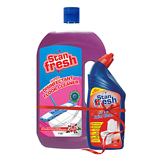 Stanfresh Super Disinfectant Floor Cleaner & Super 6 In 1 Toilet Cleaner - Lavender & Rose World, 2 pcs (1 L + 500 ml) 