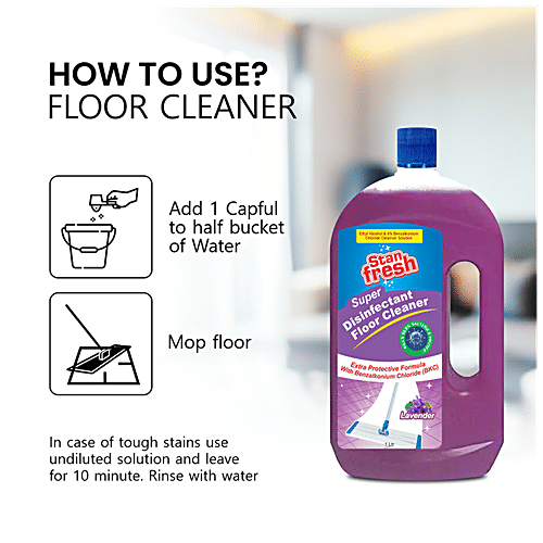 Stanfresh Super Disinfectant Floor Cleaner & Super 6 In 1 Toilet Cleaner - Lavender & Rose World, 2 pcs (1 L + 500 ml) 
