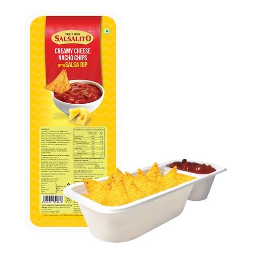 Tex Mex Salsalito Creamy Cheese Nacho Chips - With Salsa Dip, Tasty Snacks, 75 g Tray 