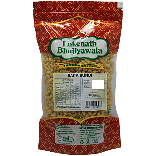 Lokenath Bhujiyawala Raita Boondi - Salted Snacks, For Jaljeera, Chaats, Yoghurt Based Dishes, 160 g Pouch 