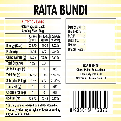 Lokenath Bhujiyawala Raita Boondi - Salted Snacks, For Jaljeera, Chaats, Yoghurt Based Dishes, 160 g Pouch 