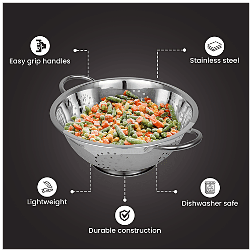 Fackelmann Multipurpose Stainless Steel Deep Colander - Easy Grip Handles, 1 pc