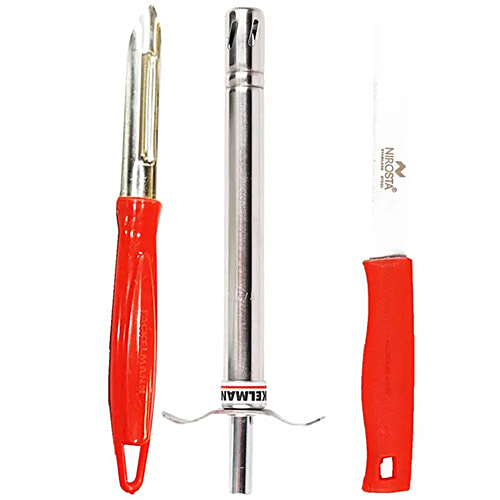 Buy Fackelmann Super Saver Combo Kitchen Pack Knife, Gas Lighter, Peeler Online at Best Price