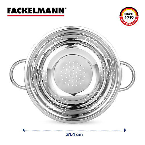 Fackelmann Multipurpose Stainless-Steel Colander, 24 CM - Easy Grip Handles, Durable Construction, 1 pc  