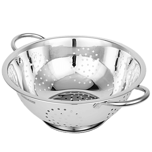 Fackelmann Multipurpose Stainless-Steel Colander, 24 CM - Easy Grip Handles, Durable Construction, 1 pc  