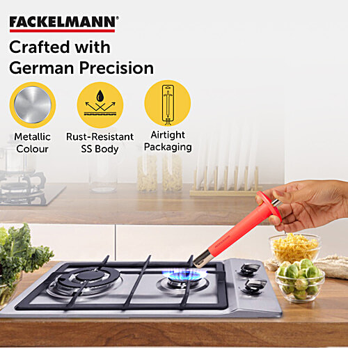 Fackelmann Gas Lighter - Red, 1 pc ABS or Acrylonitrile Butadiene Styrene, Rust-Resistant