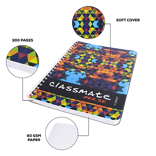 Buy Classmate 6 Subject Spiral Binding Notebook Soft Cover, Unruled