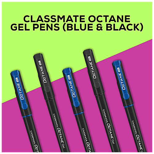 Classmate Octane Gel Pen - Blue & Black, Smooth & Fast Writing, For School,Office, 1 pc (25 Pens + 4 Free Refills) 