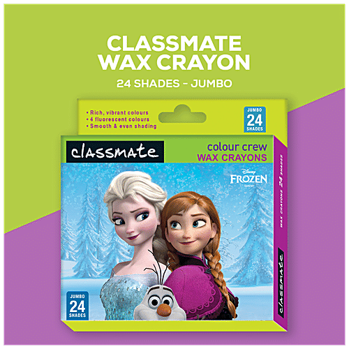 Classmate Colour Crew Wax Crayons - Jumbo, 24 Shades, Vibrant Colours & Even Shading, 1 pc