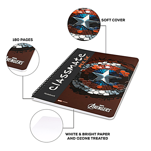 Buy Classmate Pulse Spiral Notebook Unruled, 180 Pages, For School