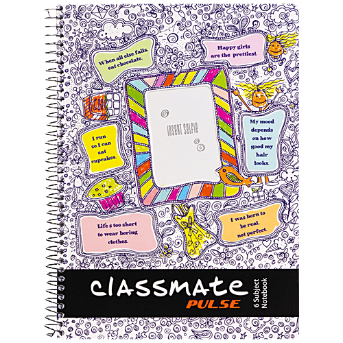 Classmate Pulse Notebook - Ruled, Single Line, 240 mm x 180 mm, Spiral Binding, 302 pages, 1 pc  Happy Girls
 Selfie Holder
 Soft Cover