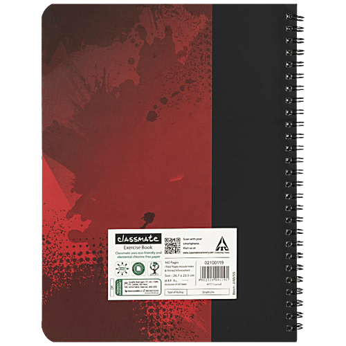 Buy Classmate Pulse Notebook Ruled, Single Line, Spiral Binding, 267 mm x 203 mm, 160 Pages