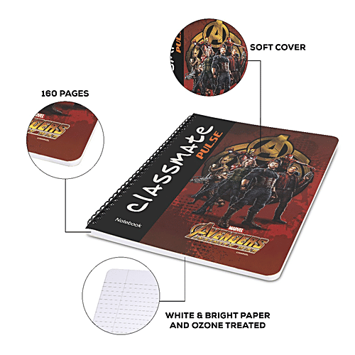 Buy Classmate Pulse Notebook Ruled, Single Line, Spiral Binding, 267 mm x 203 mm, 160 Pages