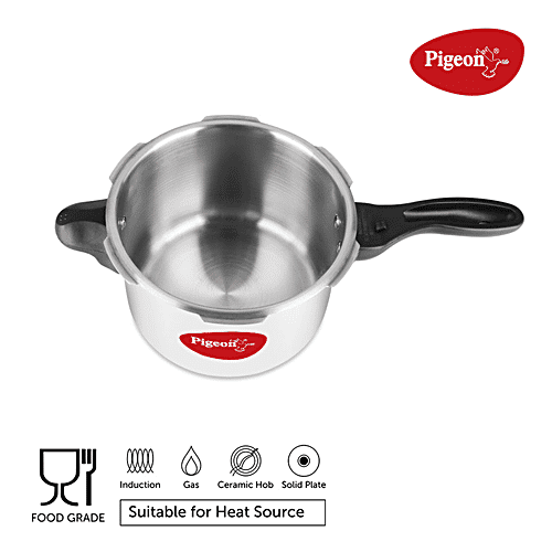 Pigeon by Stovekraft Stainless Steel Pressure Cooker - With Induction Base, Outer Lid, Silver, 5 L  