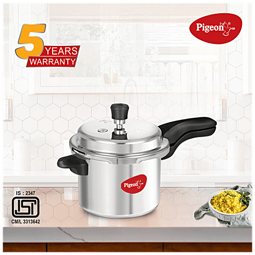 Pigeon by Stovekraft Stainless Steel Pressure Cooker - With Induction Base, Outer Lid, Silver, 5 L  