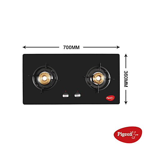 Pigeon by Stovekraft Infinity - 2 Burner Gas Stove, Cooktop With Glass Top & Stainless Steel Body, Manual Ignition, 1 pc  