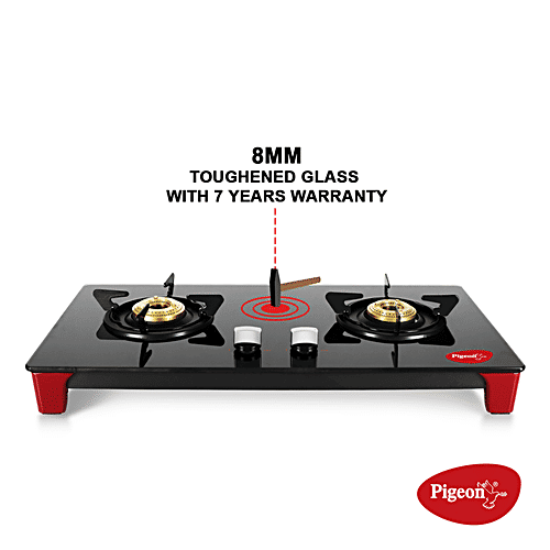 Pigeon by Stovekraft Infinity - 2 Burner Gas Stove, Cooktop With Glass Top & Stainless Steel Body, Manual Ignition, 1 pc  