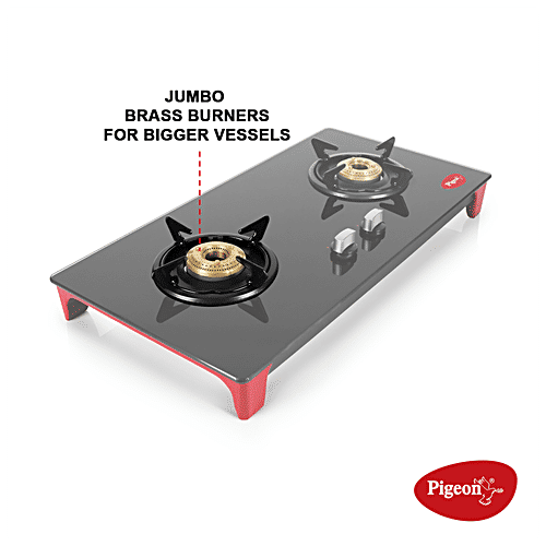 Pigeon by Stovekraft Infinity - 2 Burner Gas Stove, Cooktop With Glass Top & Stainless Steel Body, Manual Ignition, 1 pc  