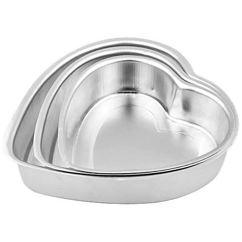 Segovia Aluminium Heart Shaped Cake Mould Set - Microwave, Oven & Cooker Safe, 3 pcs  
