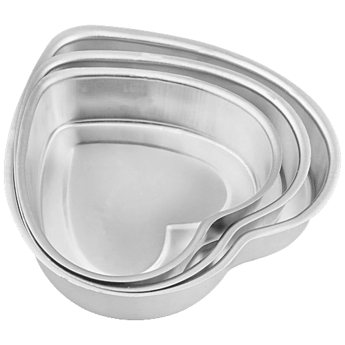 Segovia Aluminium Heart Shaped Cake Mould Set - Microwave, Oven & Cooker Safe, 3 pcs  