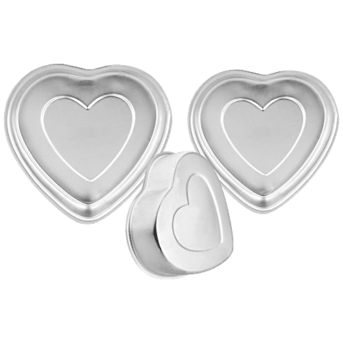Segovia Aluminium Heart Shaped Cake Mould Set - Microwave, Oven & Cooker Safe, 3 pcs  